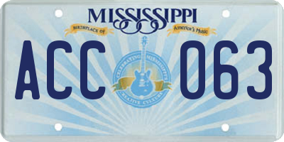 MS license plate ACC063