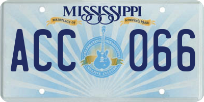 MS license plate ACC066