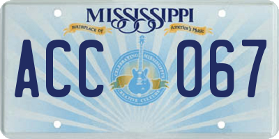 MS license plate ACC067
