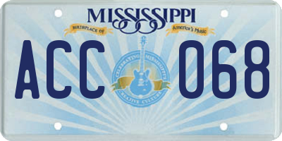 MS license plate ACC068