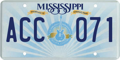 MS license plate ACC071