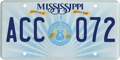 MS license plate ACC072