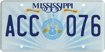 MS license plate ACC076