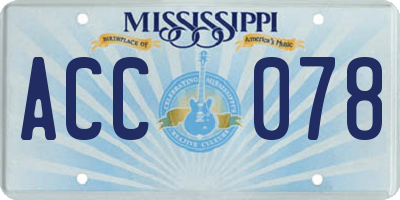 MS license plate ACC078
