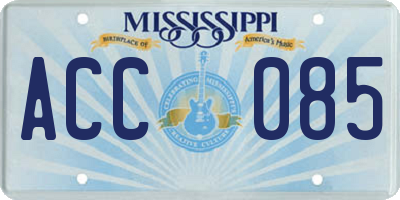 MS license plate ACC085