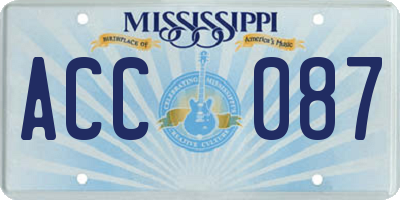 MS license plate ACC087