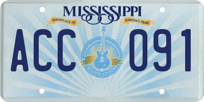 MS license plate ACC091