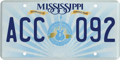 MS license plate ACC092