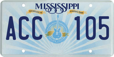 MS license plate ACC105