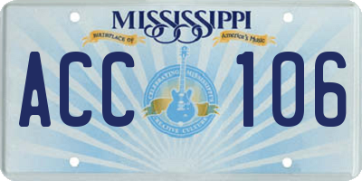 MS license plate ACC106