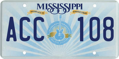 MS license plate ACC108