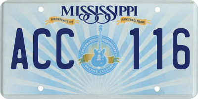MS license plate ACC116