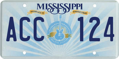 MS license plate ACC124