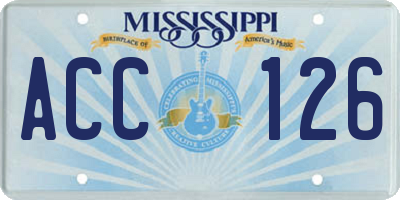 MS license plate ACC126