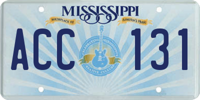 MS license plate ACC131
