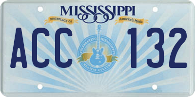 MS license plate ACC132