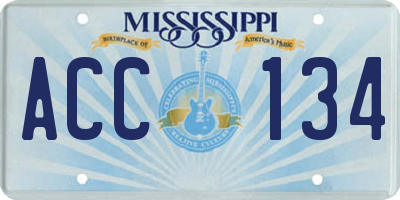 MS license plate ACC134