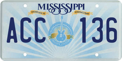 MS license plate ACC136