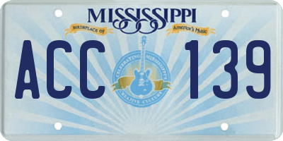 MS license plate ACC139