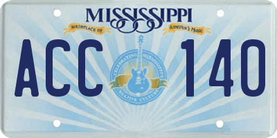 MS license plate ACC140