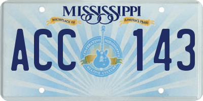 MS license plate ACC143