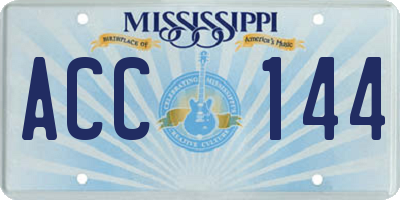 MS license plate ACC144