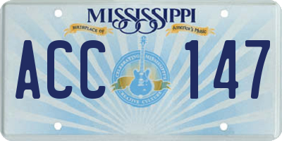 MS license plate ACC147