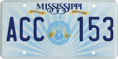 MS license plate ACC153