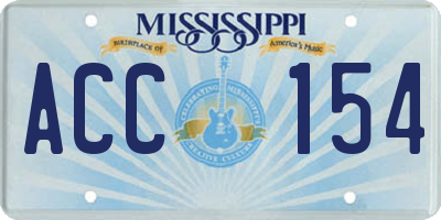 MS license plate ACC154