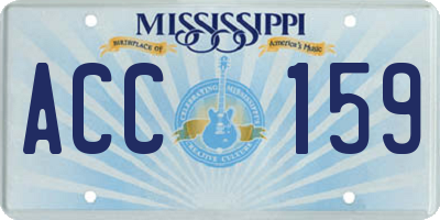 MS license plate ACC159