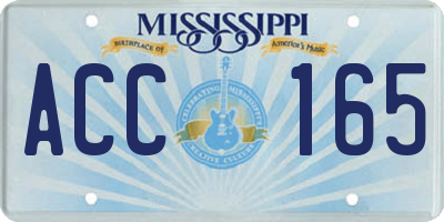 MS license plate ACC165