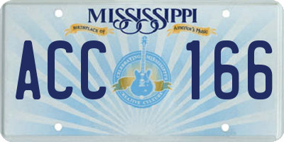 MS license plate ACC166
