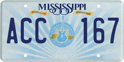 MS license plate ACC167