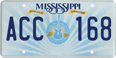 MS license plate ACC168