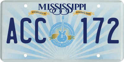 MS license plate ACC172