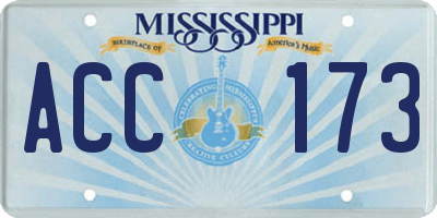 MS license plate ACC173