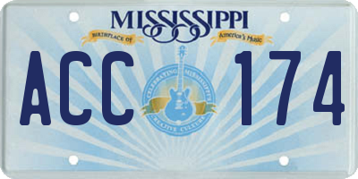 MS license plate ACC174