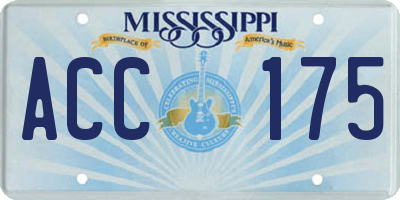 MS license plate ACC175