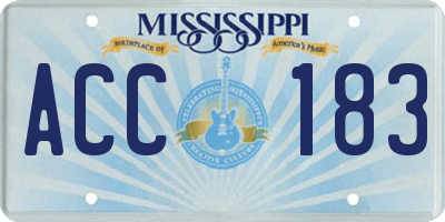 MS license plate ACC183