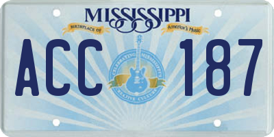 MS license plate ACC187