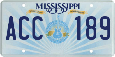 MS license plate ACC189