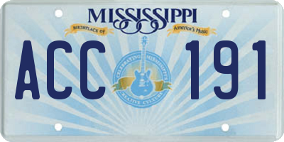 MS license plate ACC191