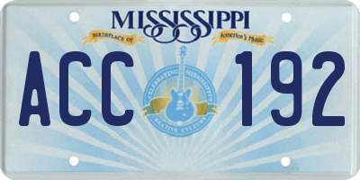 MS license plate ACC192