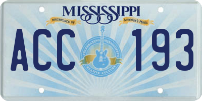 MS license plate ACC193