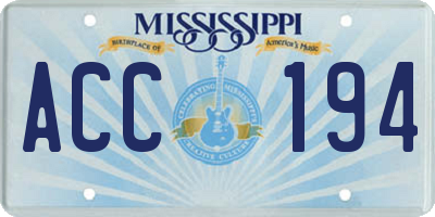 MS license plate ACC194