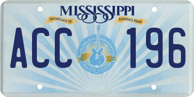 MS license plate ACC196