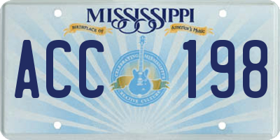 MS license plate ACC198