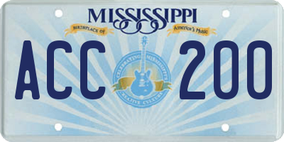 MS license plate ACC200