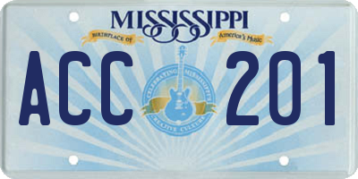 MS license plate ACC201