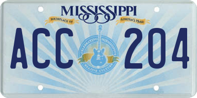 MS license plate ACC204
